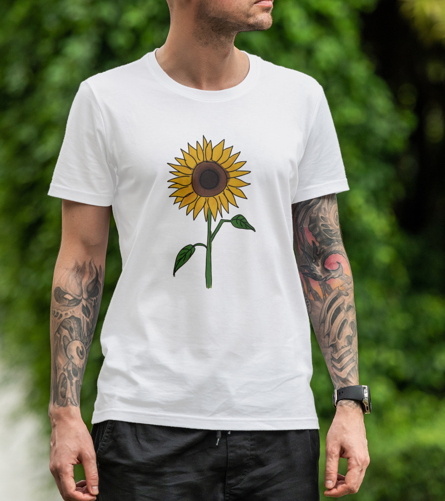 Sunflower Drawing Floral Botanical Nature T-Shirt