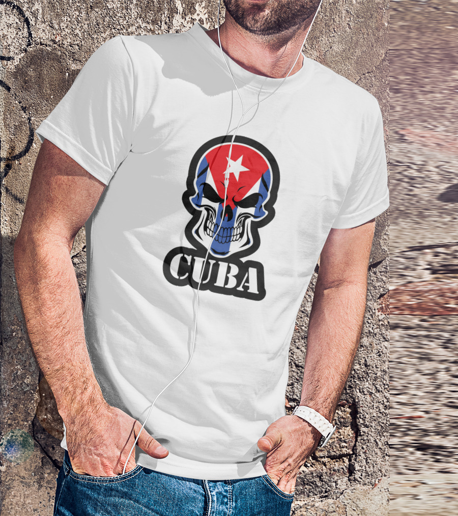 Cuba Skull With Cuban Flag And Star T-Shirt