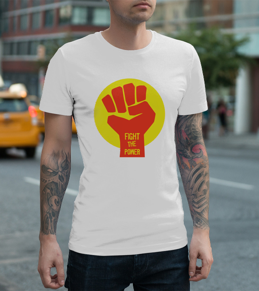 Fight the Power Fist Yellow Circle T-Shirt
