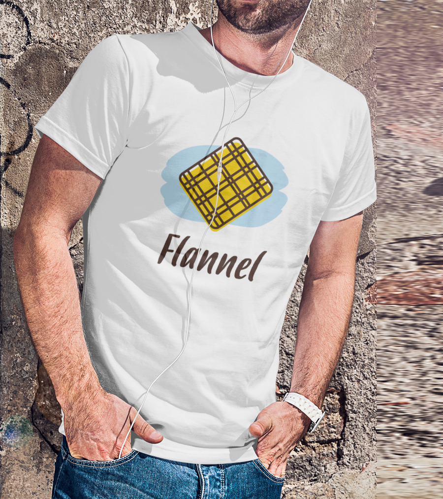 Flannel Yellow Plaid Pattern With Blue Background T-Shirt