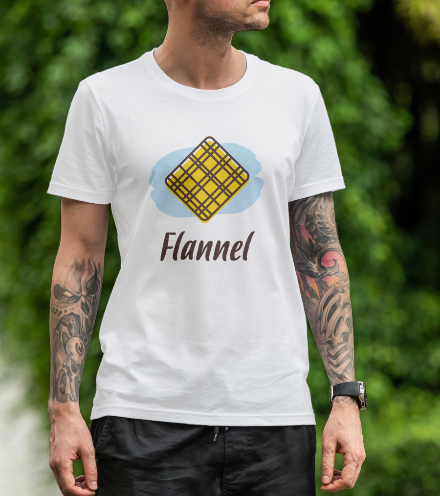 Flannel Yellow Plaid Pattern With Blue Background T-Shirt