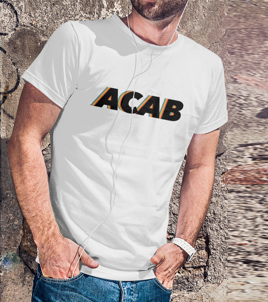 ACAB Retro Style Text With Multicolor Stripes T-Shirt