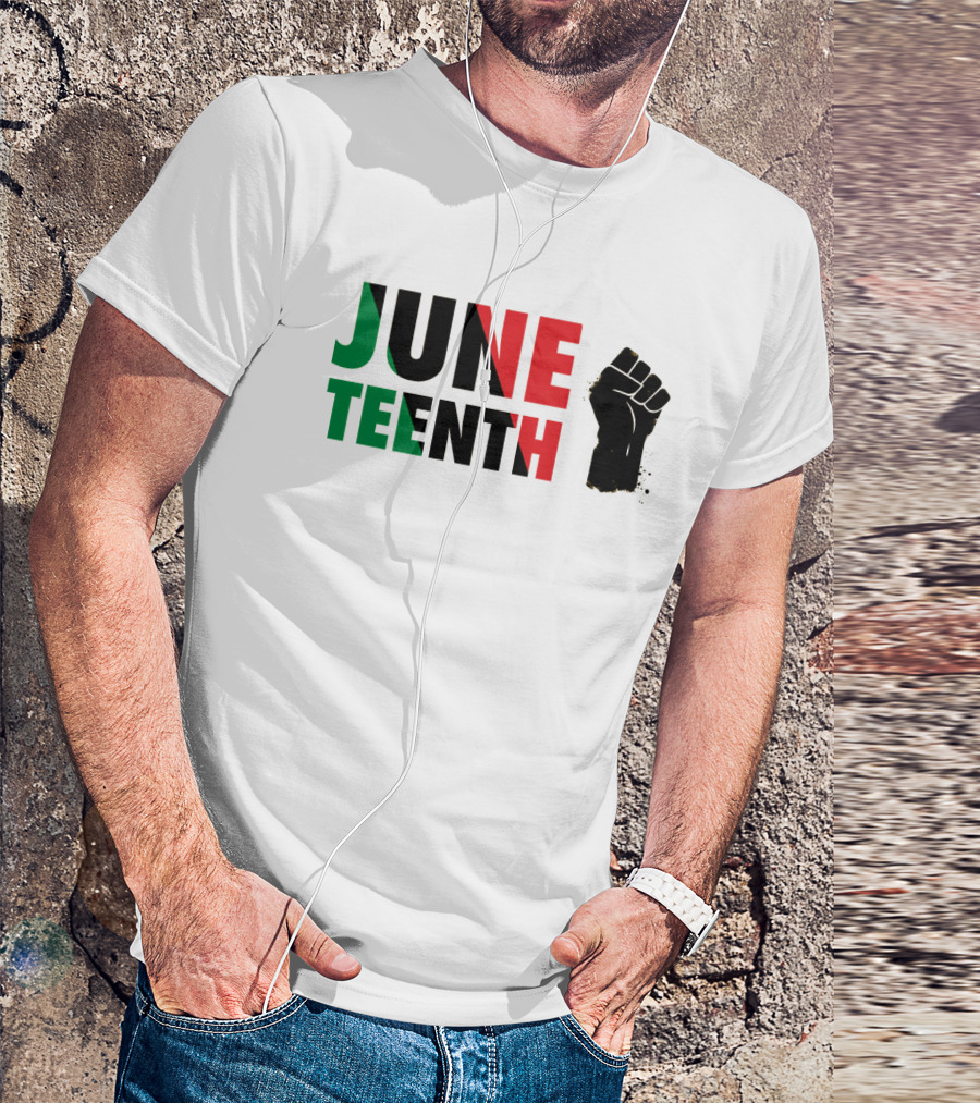 Juneteenth Black Power Fist Red Green T-Shirt