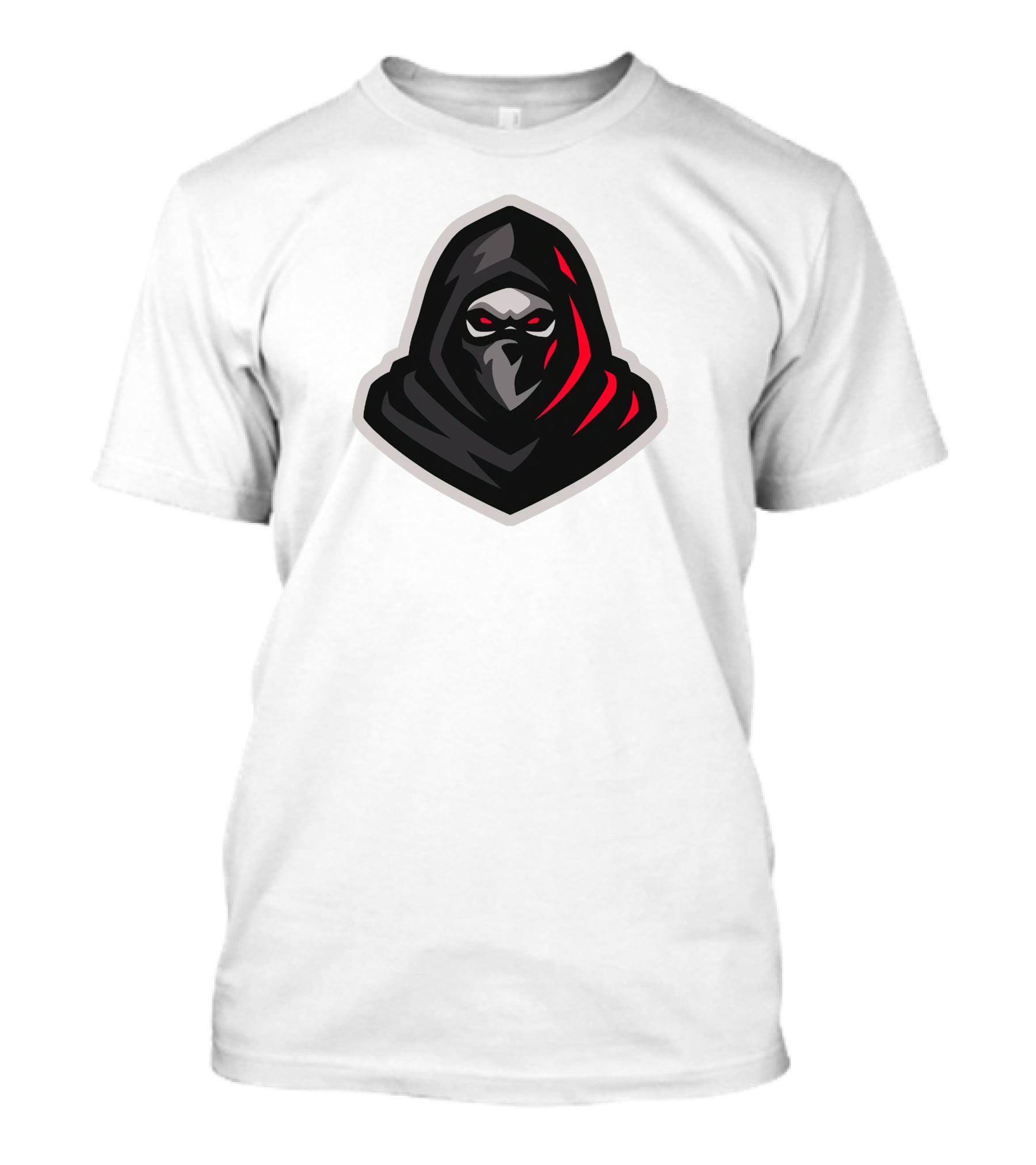 Hooded Black And Red Cloaked Figure With Stealthy Expression T-Shirt
