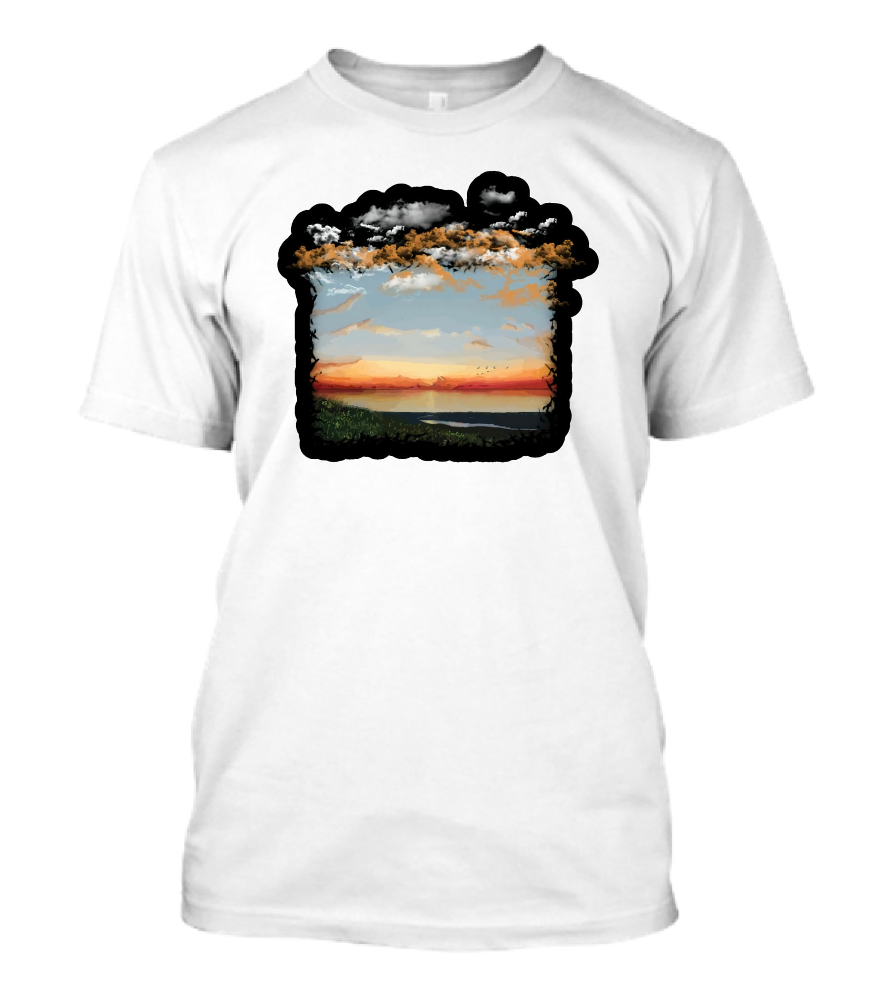 Big Assawoman Bay Sunset Landscape Scene T-Shirt