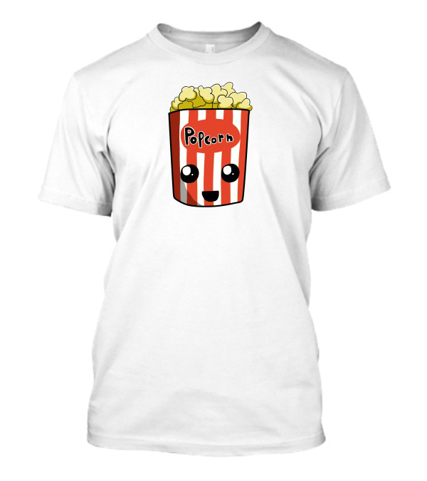 Popcorn Box Cute Kawaii Face Red White Stripes T-Shirt