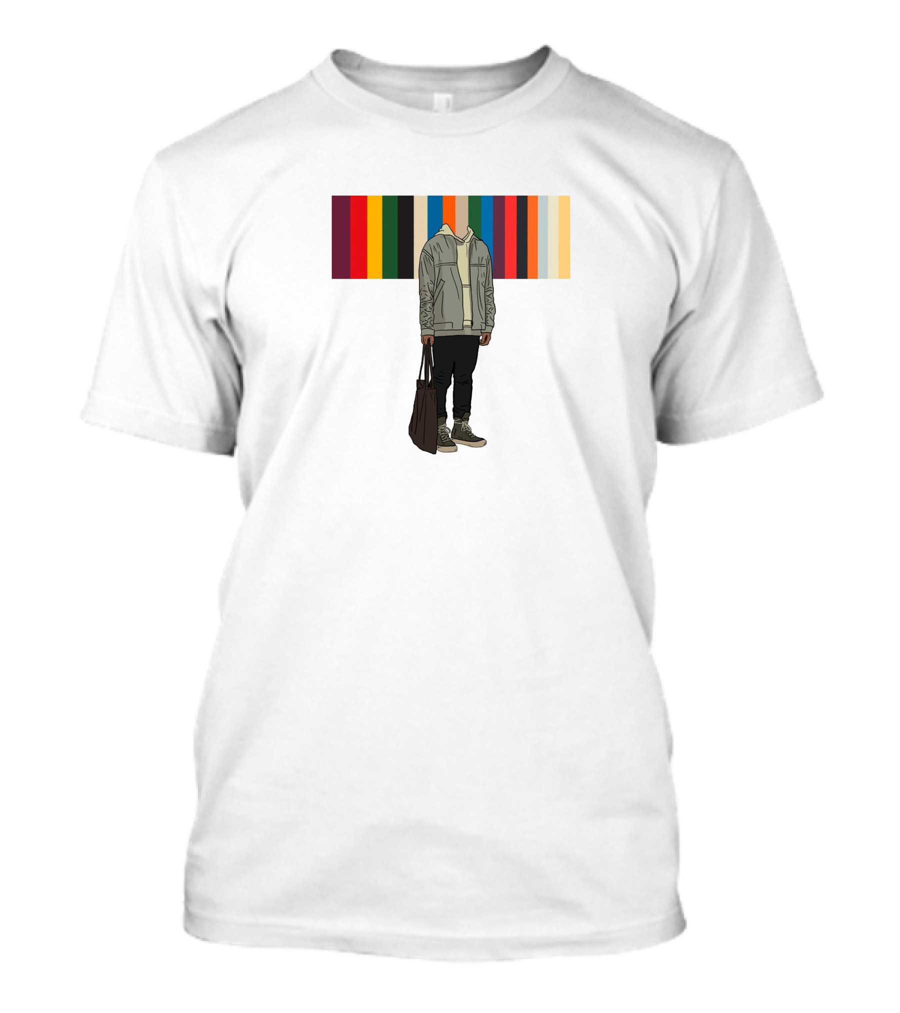 Streetwear Minimalist Hoodie And Joggers With Colorful Stripes T-Shirt