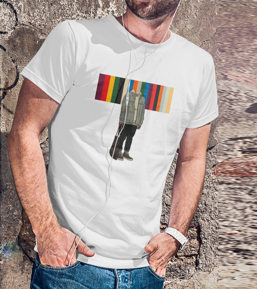 Streetwear Minimalist Hoodie And Joggers With Colorful Stripes T-Shirt