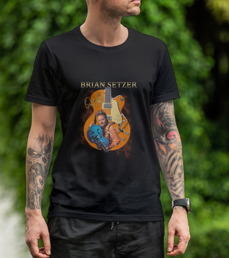 Brian Setzer Guitar Image T-Shirt