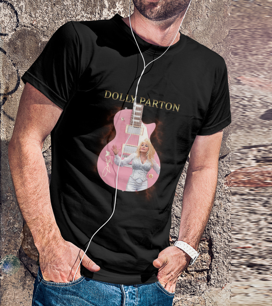 Dolly Parton Pink Guitar Signature T-Shirt