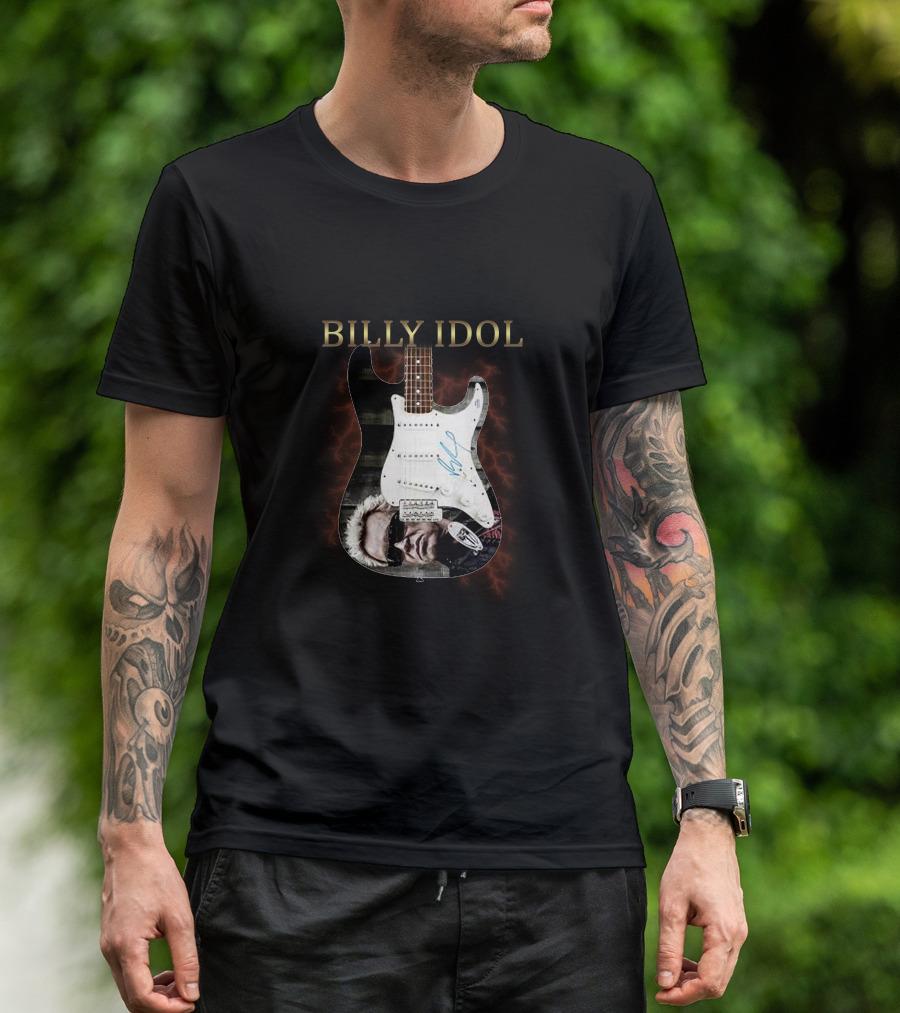 BILLY IDOL Electric Stage Guitar Signed Heroic T-Shirt