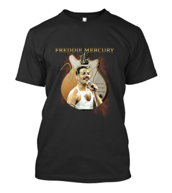 FREDDIE MERCURY Signature With Guitar And Microphone T-Shirt