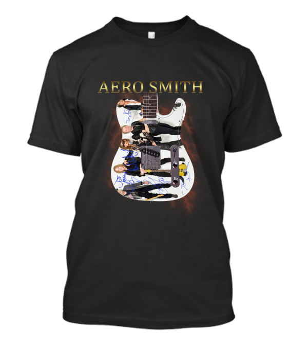 Aero Smith Band Members Signature Electric Guitar T-Shirt