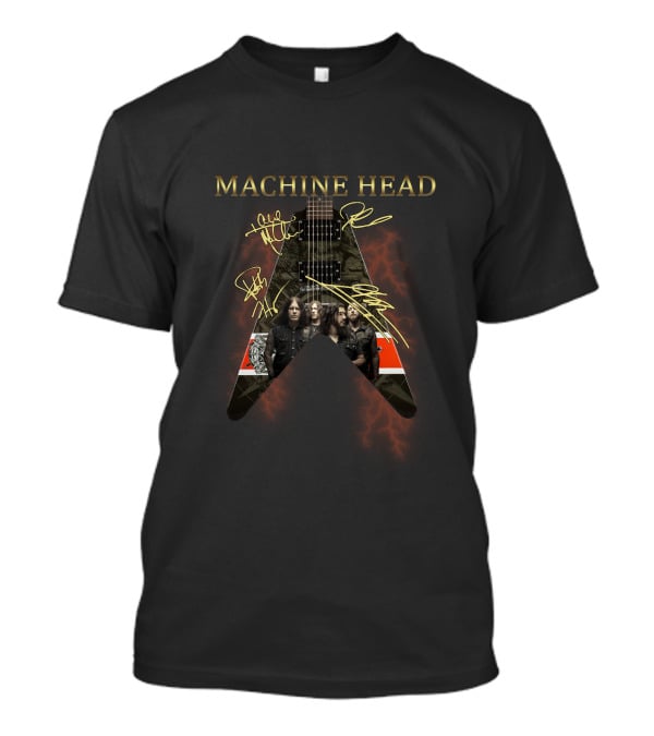 MACHINE HEAD Electric Guitar With Band Signatures T-Shirt