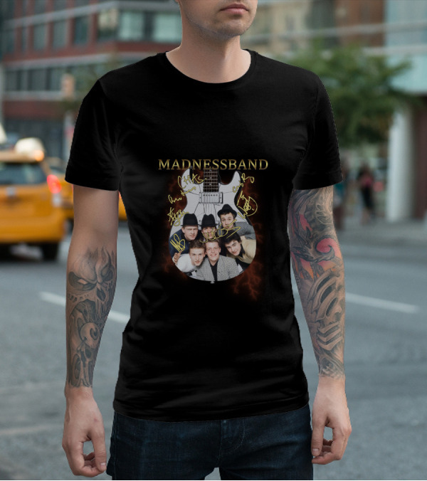 MADNESSBAND Guitar Signature Collage With Band Members T-Shirt