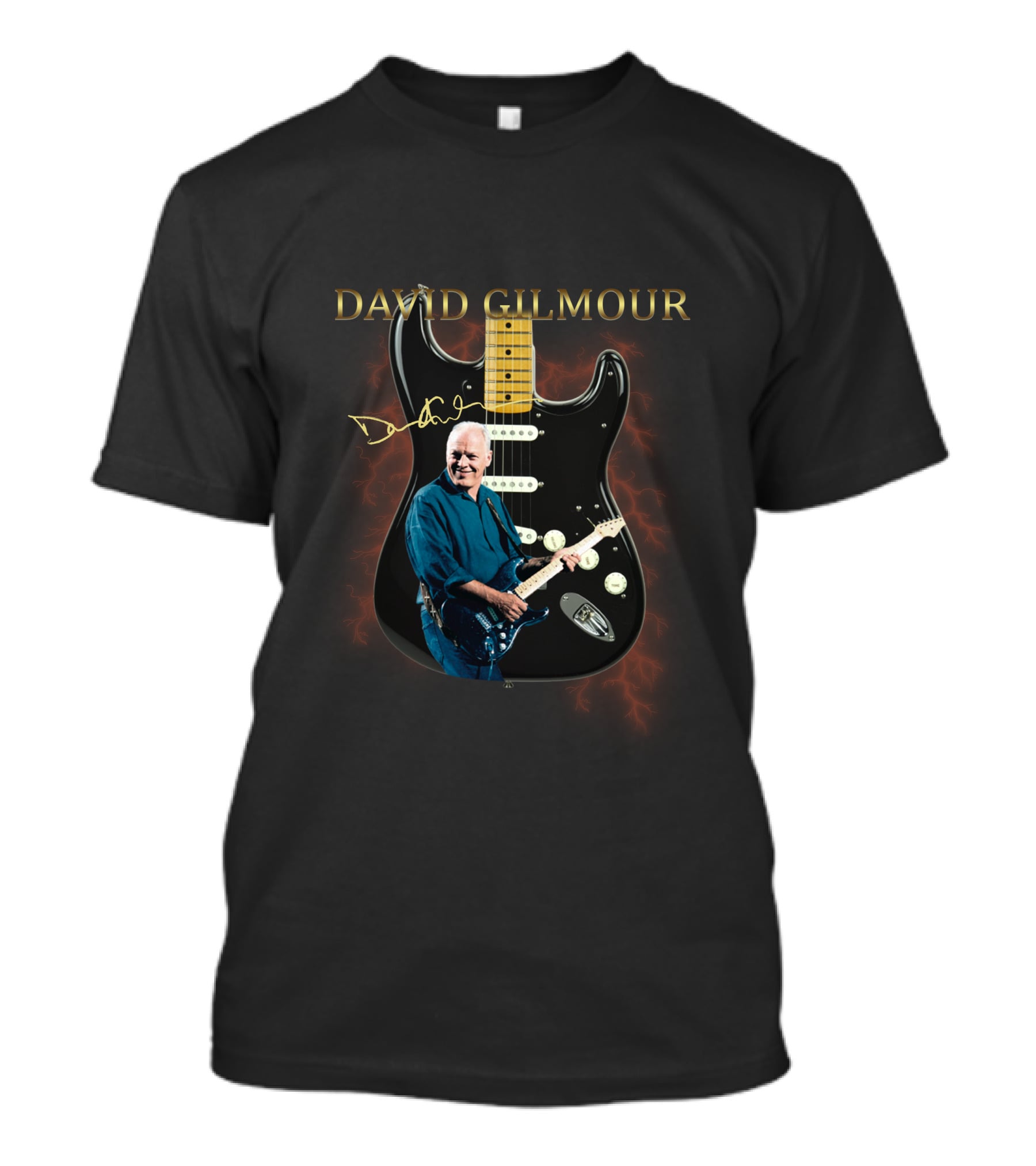 David Gilmour Signature Guitar With Iconic Image And Signature T-Shirt