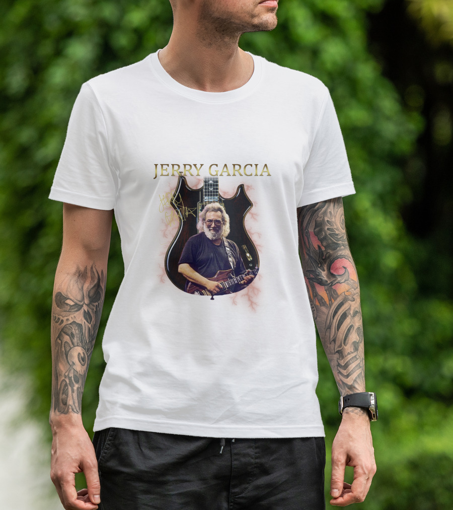 Jerry Garcia Signature Guitar Image With Jerry Garcia T-Shirt