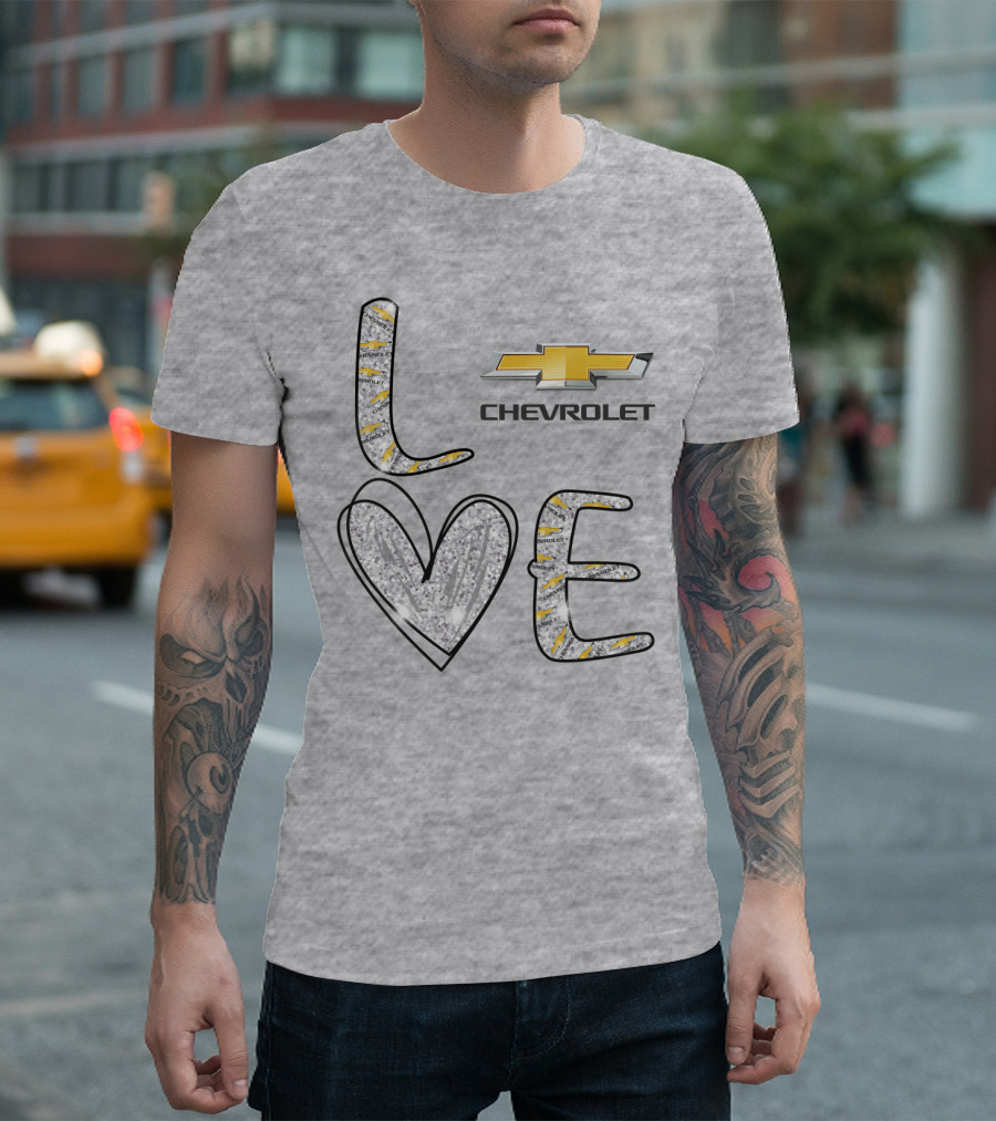 Love Chevrolet Logo Heart Sparkle T-Shirt
