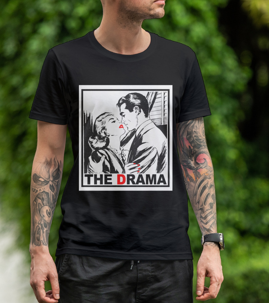 The Drama Vintage Romance Illustration With Bold Red Accents T-Shirt