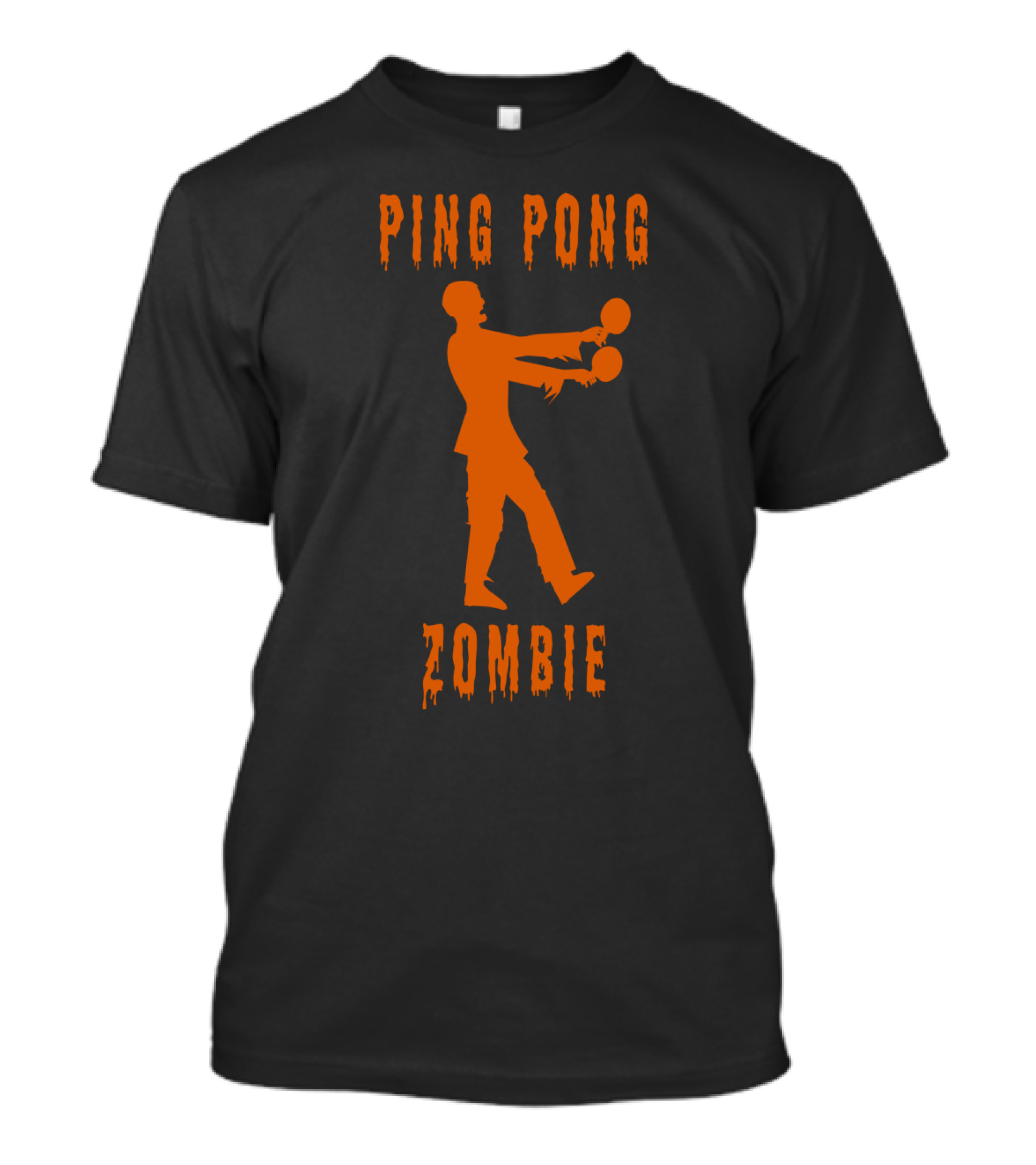 Ping Pong Zombie Humor With Silhouette Holding Paddles T-Shirt