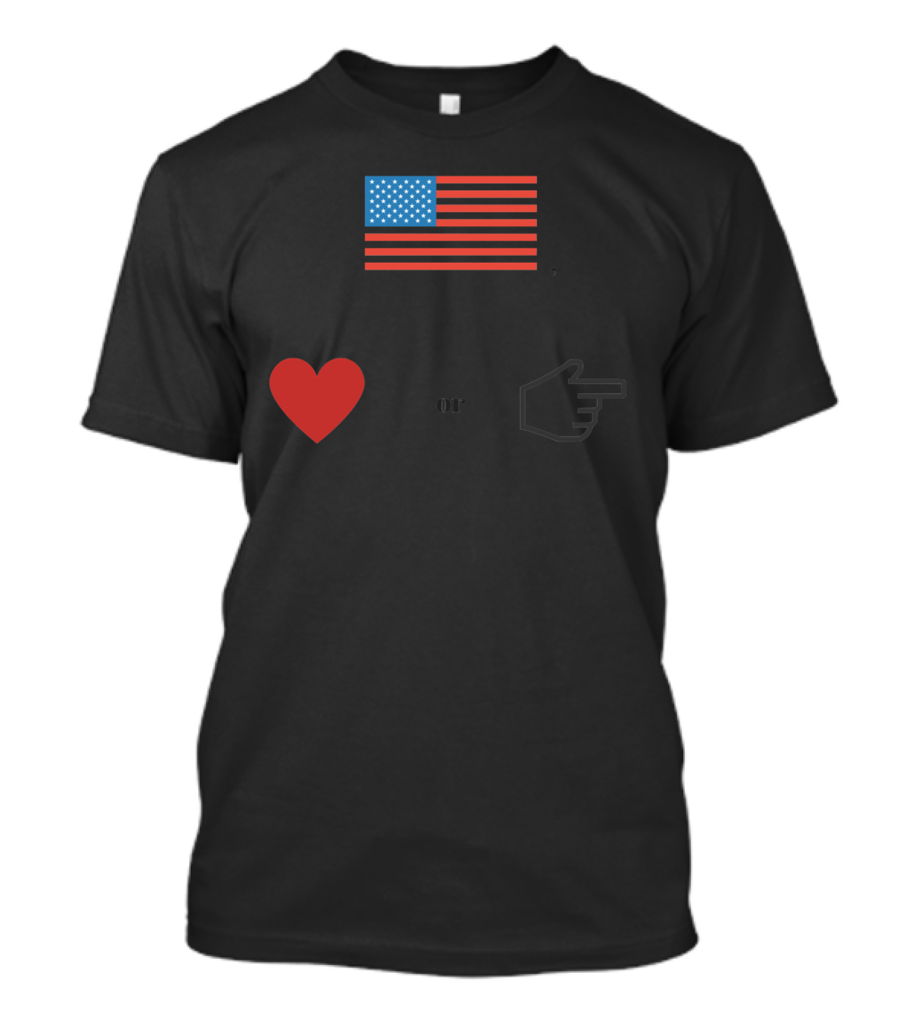 USA Flag Heart Or Hand Symbol Patriotic Message T-Shirt