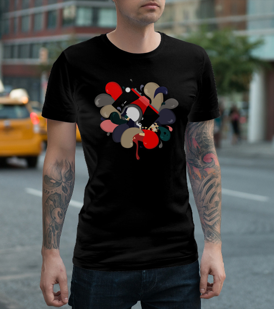 The Fate Of The Photographer: Surreal Camera And Colorful Paint Splash Fusion T-Shirt