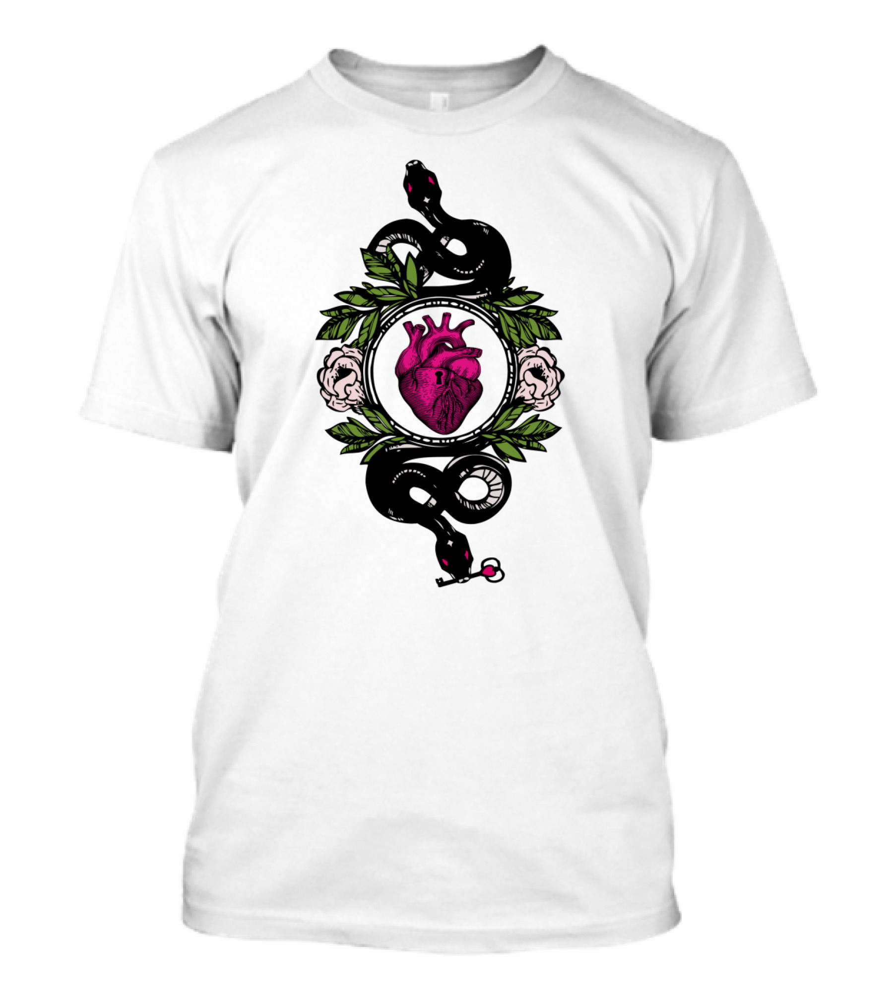Knowledge Is Key Heart And Serpent In Floral Frame T-Shirt