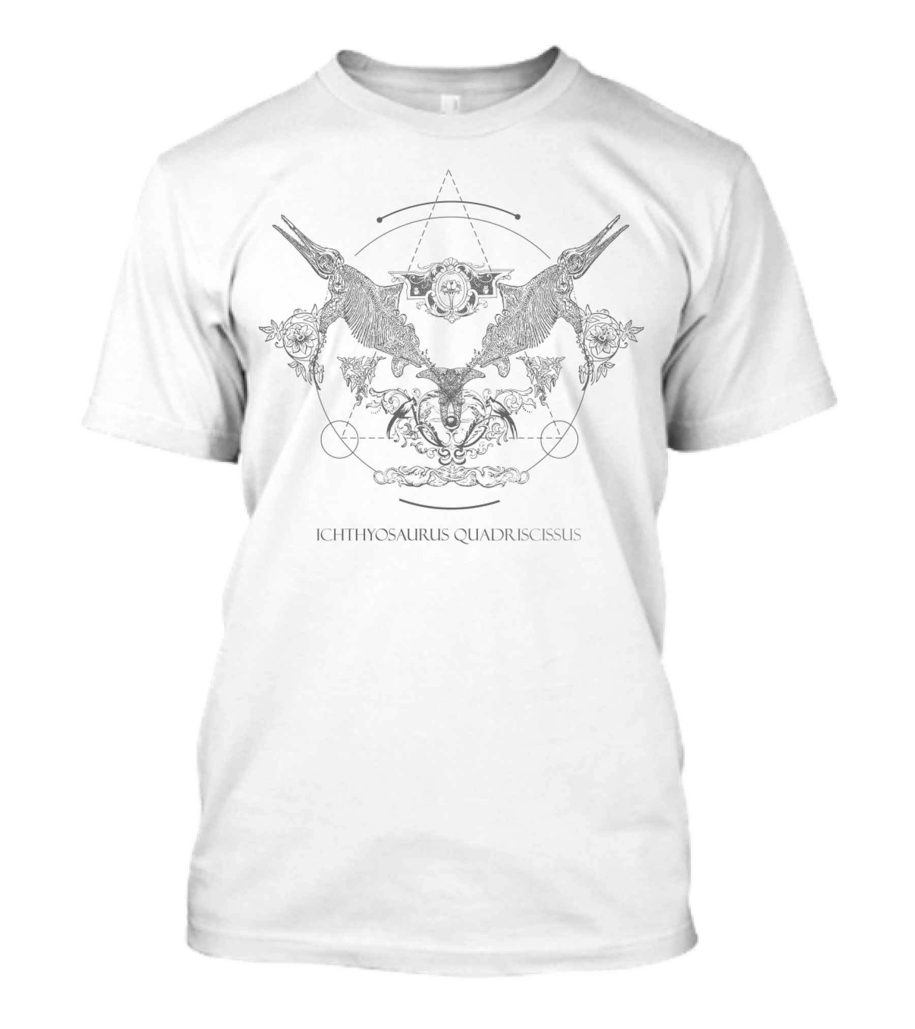 Ichthyosaurus Quadricissus Geometric Occult Symmetry T-Shirt