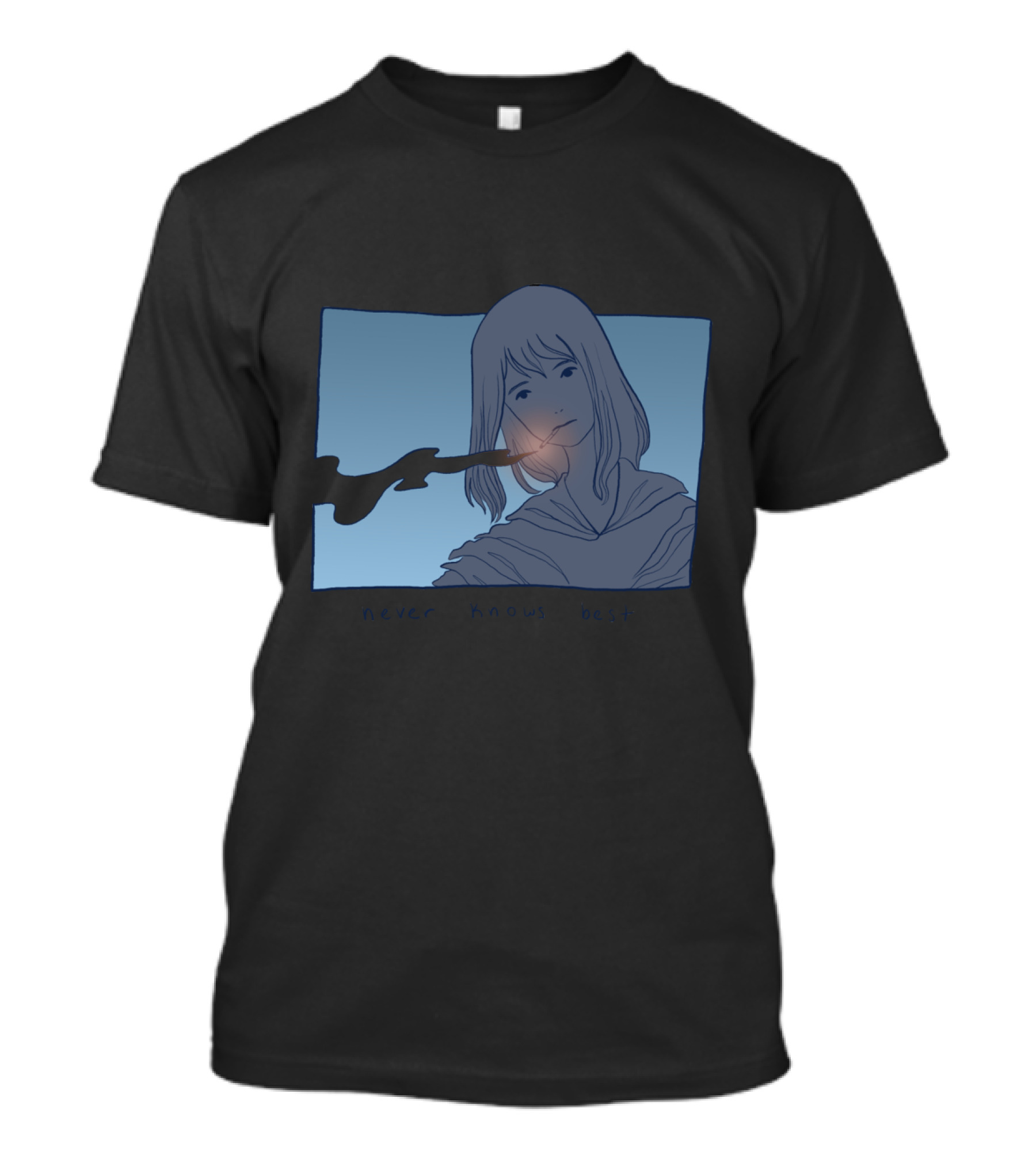 Never Knows Best Mysterious Anime Girl Smoking Scene T-Shirt