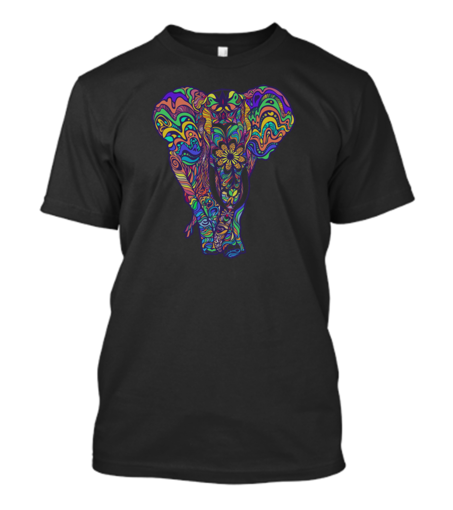 Psychedelic Colorful Elephant Mandala T-Shirt