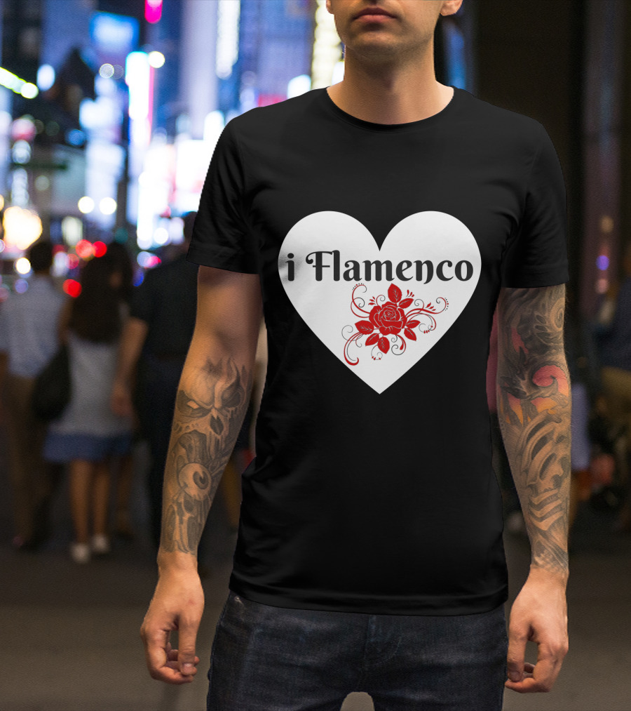 I Flamenco Heart Red Rose T-Shirt