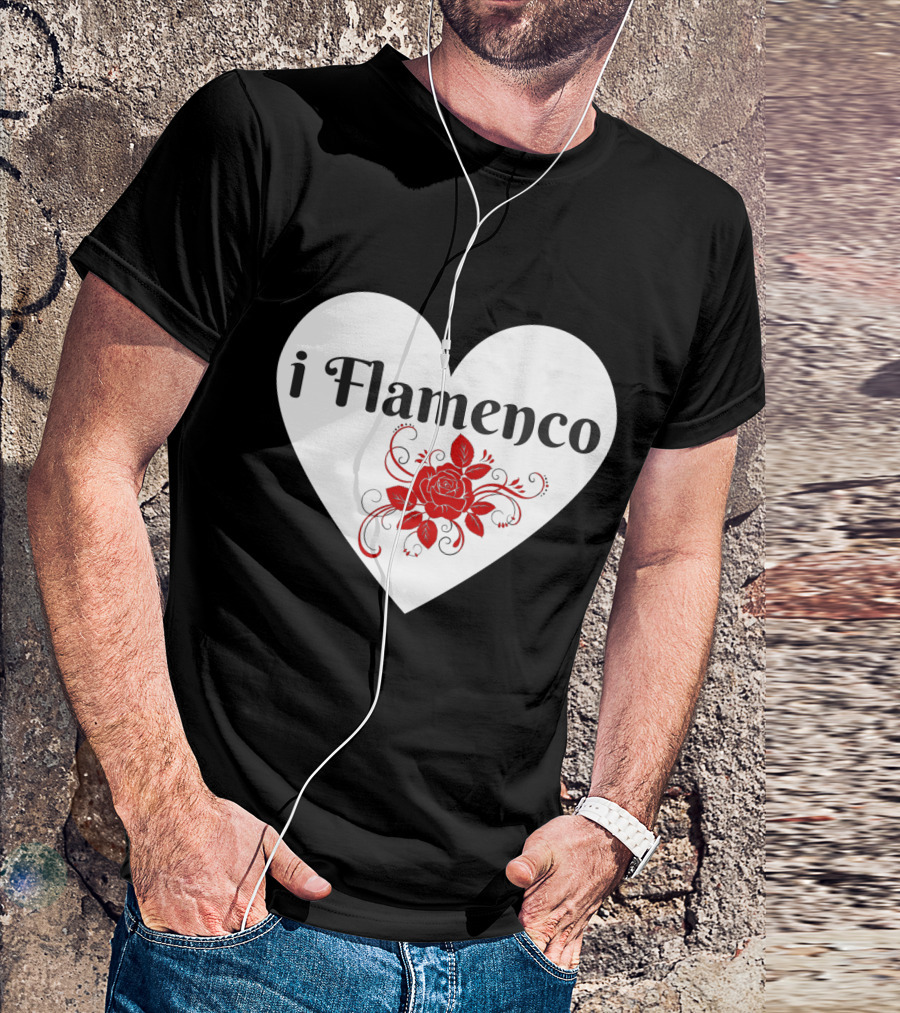 I Flamenco Heart Red Rose T-Shirt