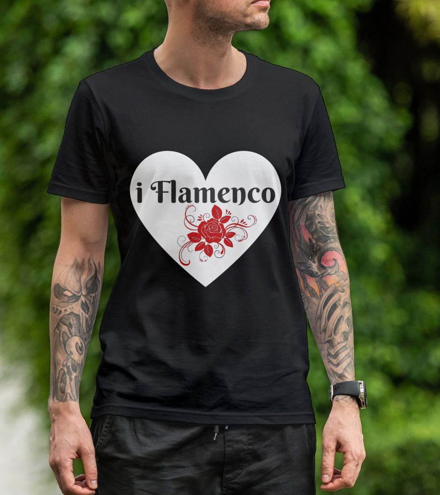 I Flamenco Heart Red Rose T-Shirt