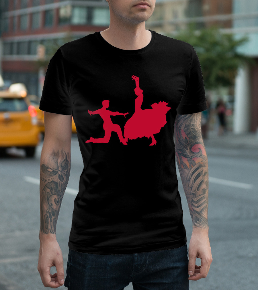 Red Silhouette Duo Performing Flamenco Dance Forms T-Shirt