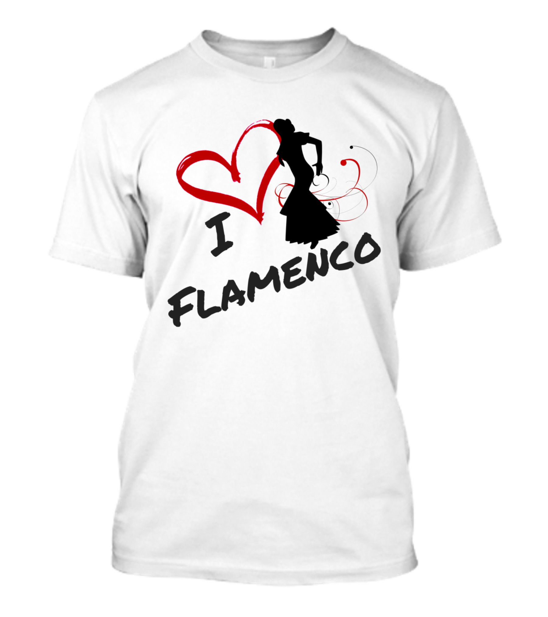 I Heart Flamenco Passion Dance Silhouette And Red Flourish T-Shirt