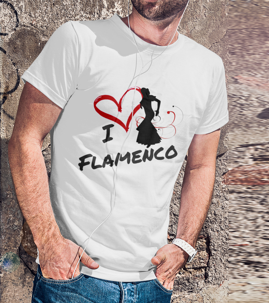 I Heart Flamenco Passion Dance Silhouette And Red Flourish T-Shirt