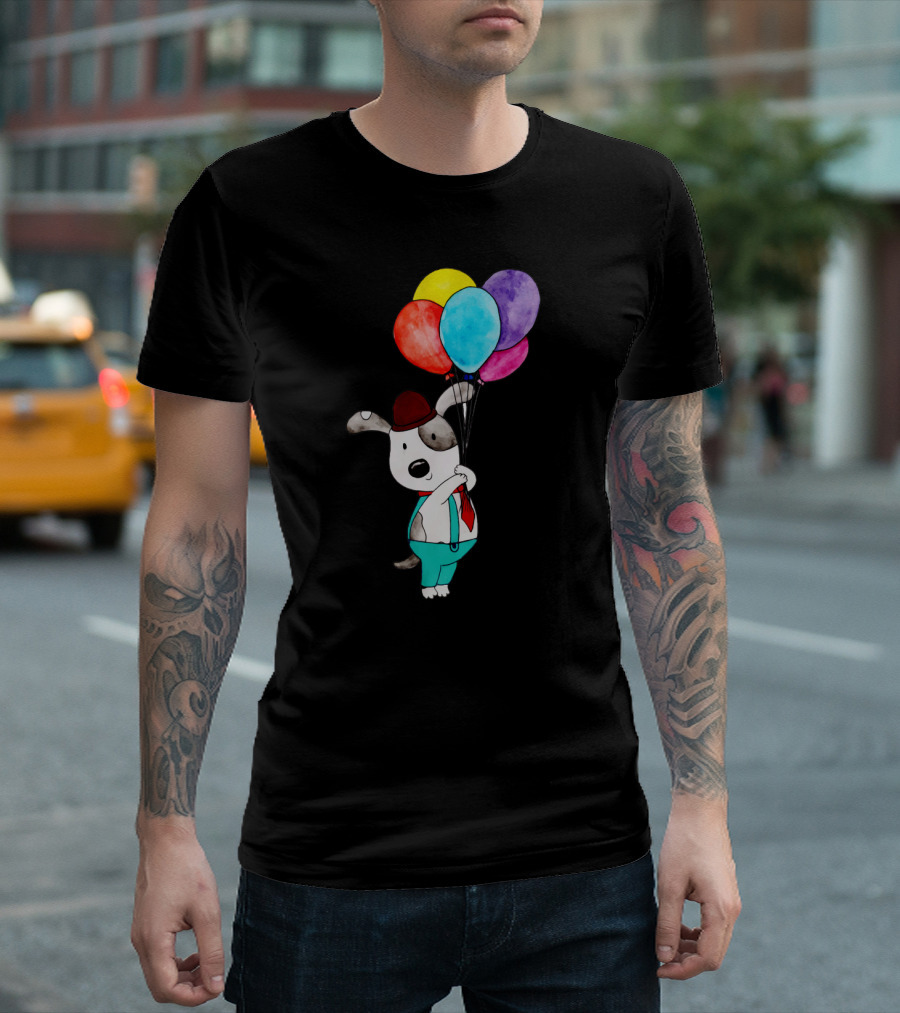 Balon Dog Puppy in Suit with Colorful Balloons T-Shirt
