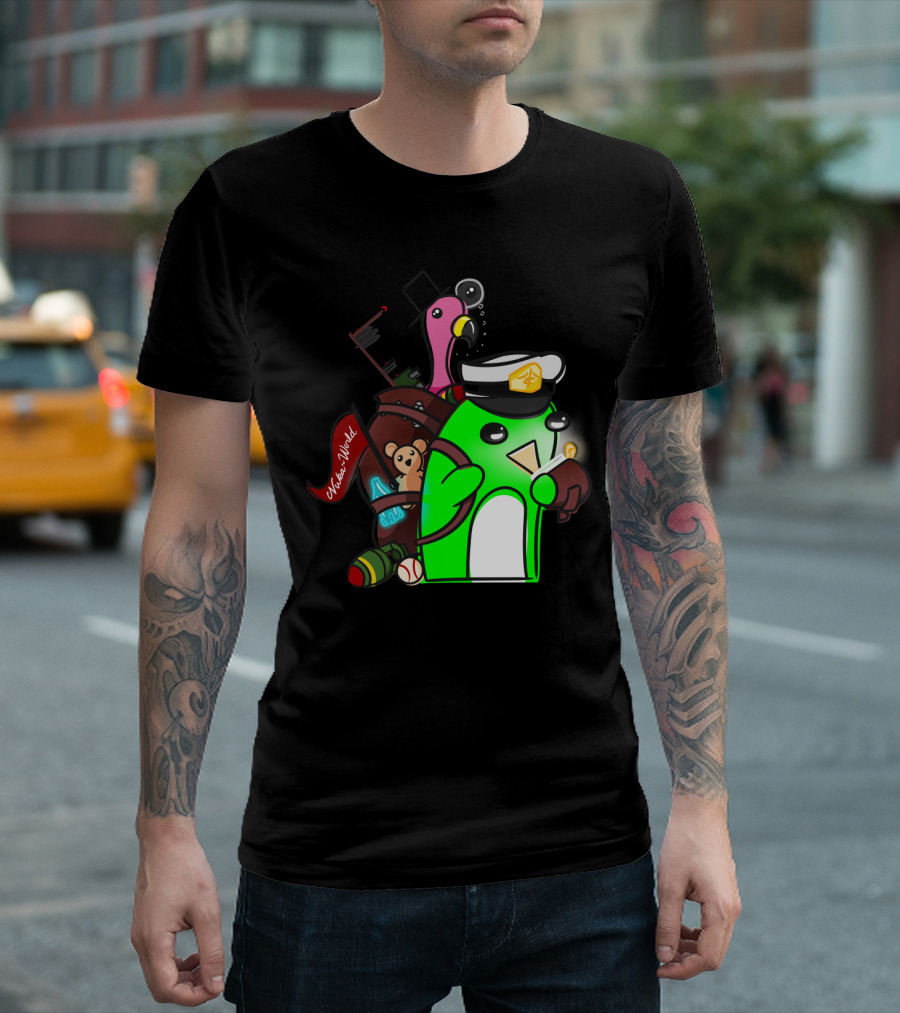 Penguin Wanderer Waka Waka World with Bear, Flamingo and Toy Soldier Adventure T-Shirt