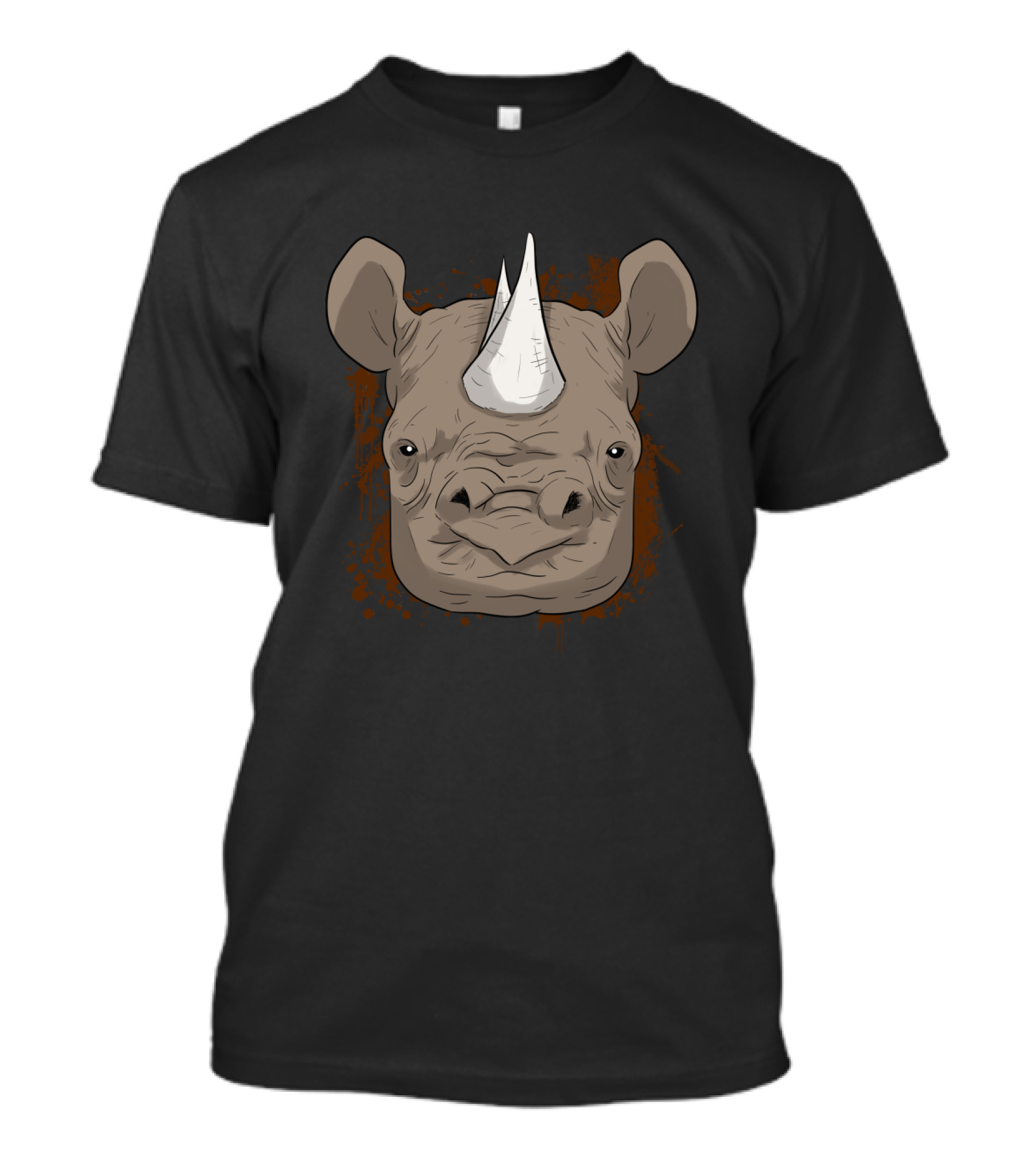Rhino Thick Skinned Africa Zoo Wildlife Art Face T-Shirt
