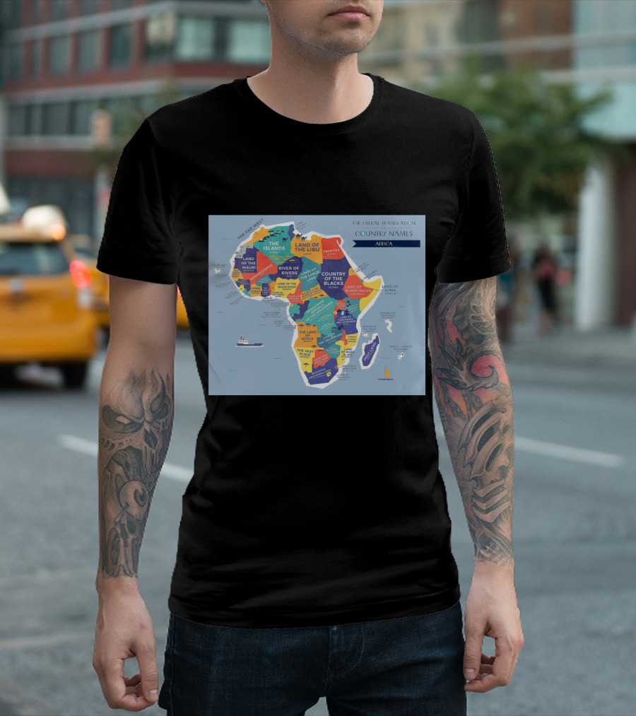Literal Translations Africa Map Colorful Country Names and Labels T-Shirt