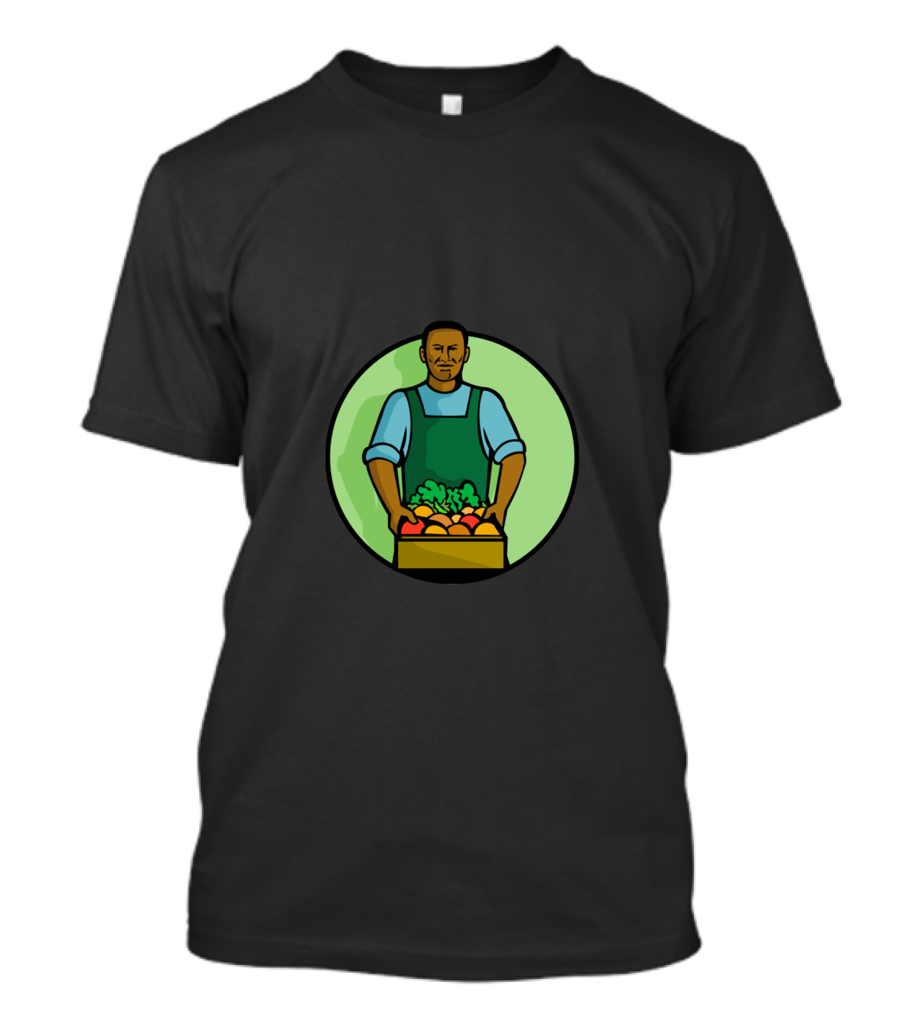 African American Greengrocer Holding Fresh Produce Basket T-Shirt