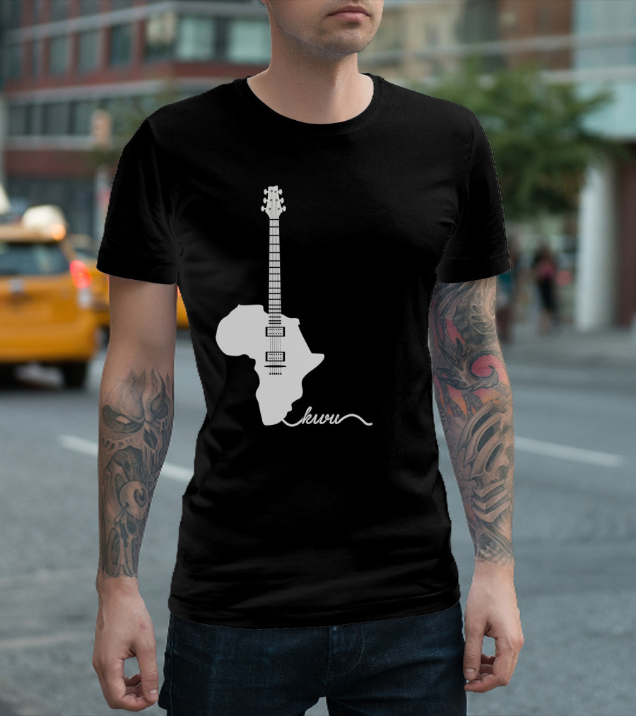 AfroFunk Guitar Africa Map Kuvu T-Shirt