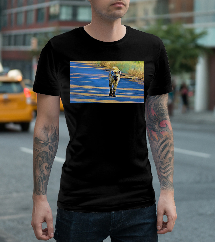 Hyena On A Mission Adventure Journey Wildlife Road T-Shirt