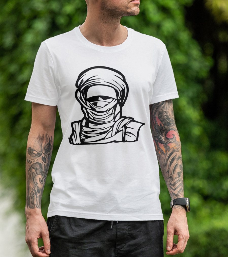Desert Man Masked Figure In Traditional Head Scarf T-Shirt