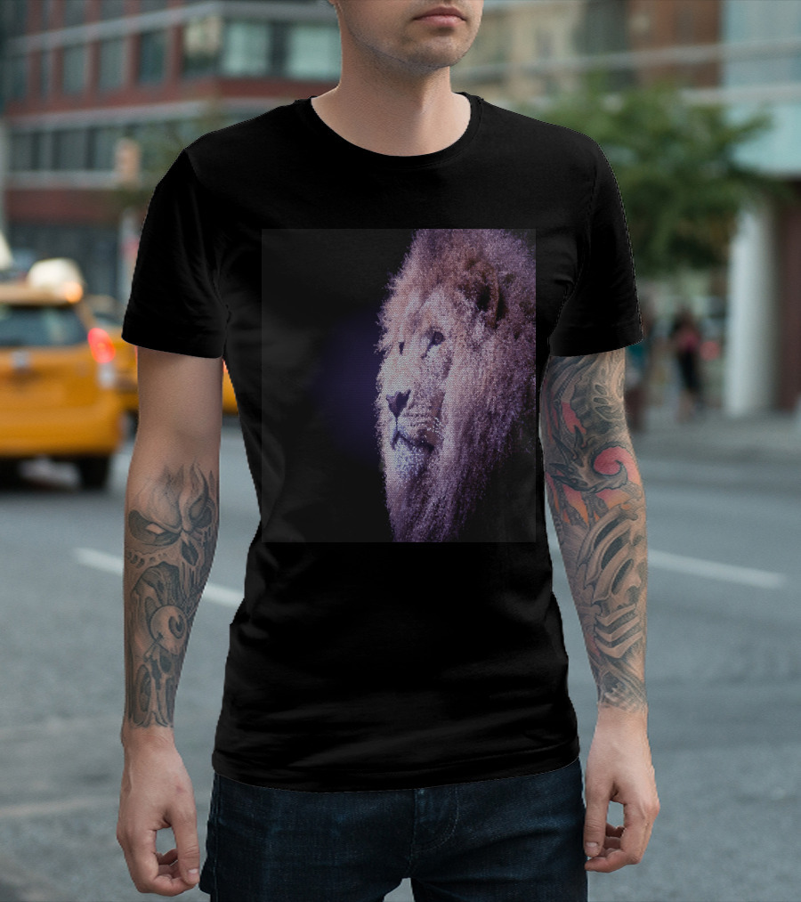 Defiant Leo Majestic Lion Profile Photorealistic Contrast T-Shirt