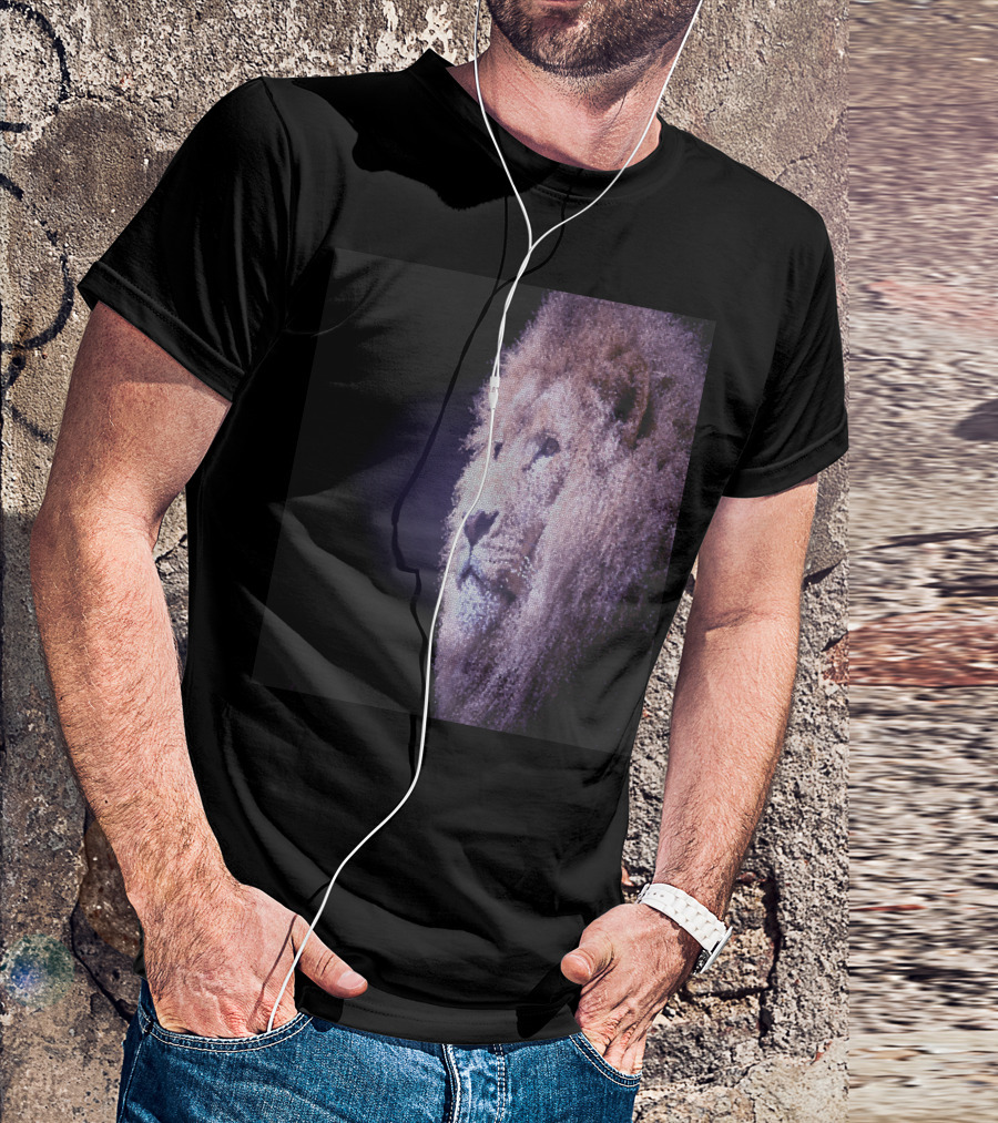Defiant Leo Majestic Lion Profile Photorealistic Contrast T-Shirt