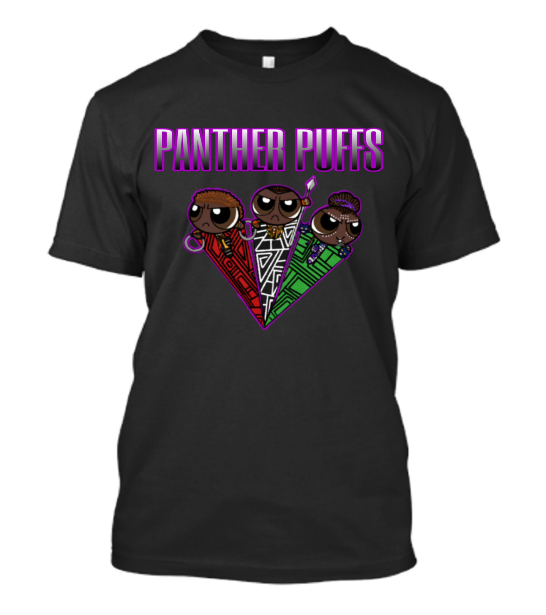 Black Panther Powerpuff Mashup Panther Puffs Superhero African T-Shirt