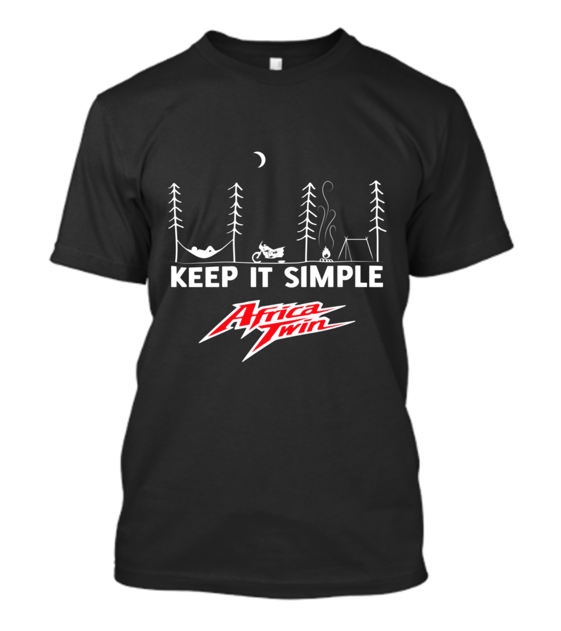 Keep It Simple Africa Twin Camping Adventure Moonlit Night T-Shirt
