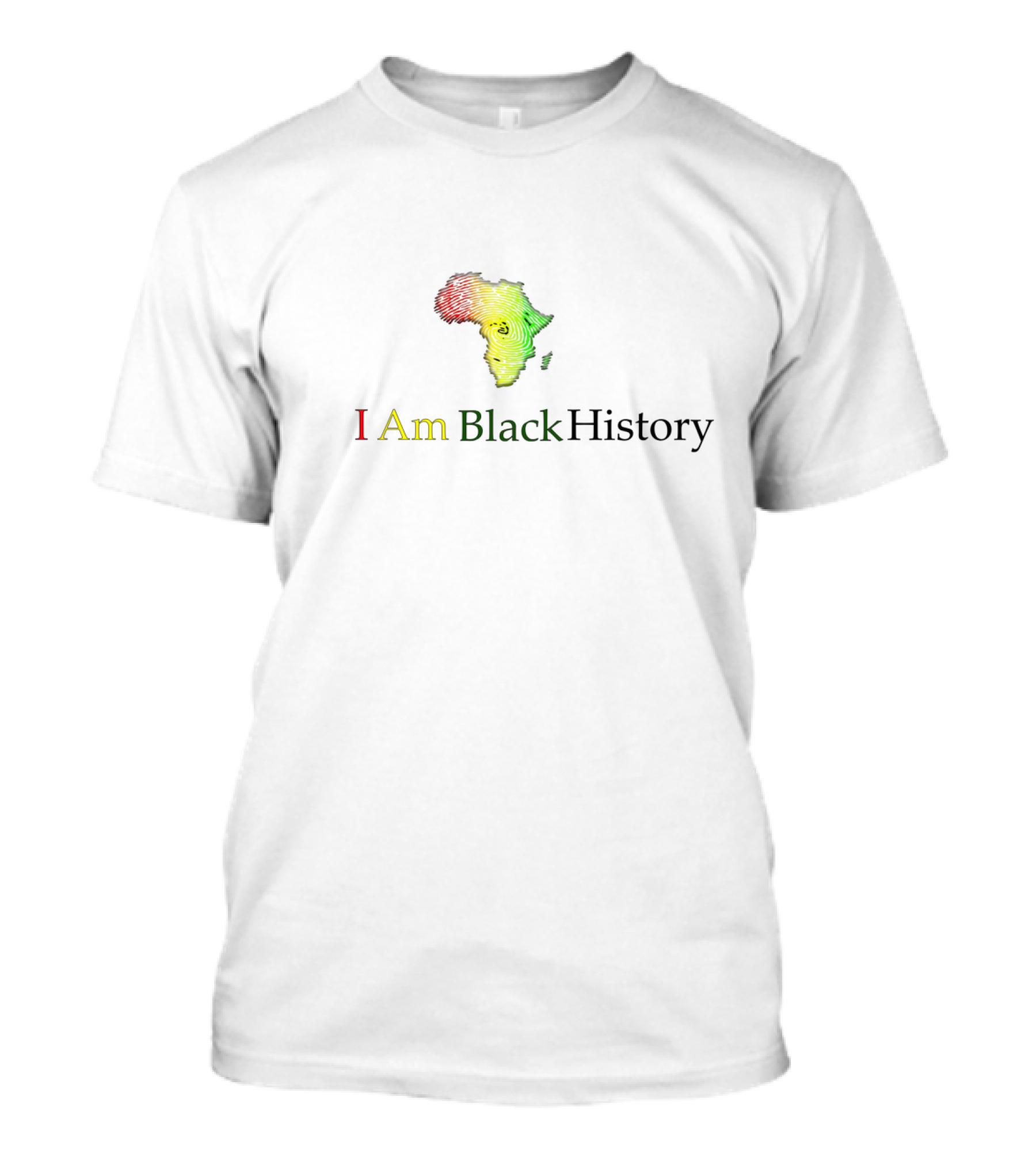 I Am Black History African Continent Map Fingerprint Rasta Colors T-Shirt