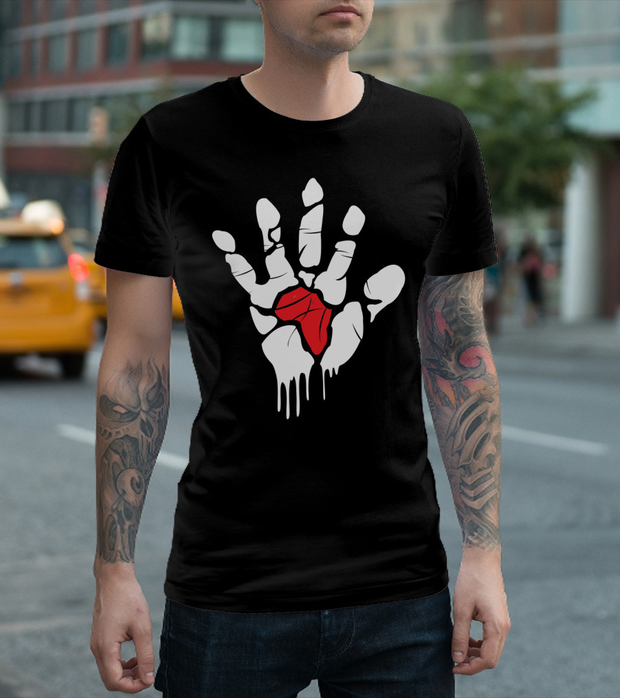 Make Your Mark Dripping Handprint Art With Red Africa Heart T-Shirt